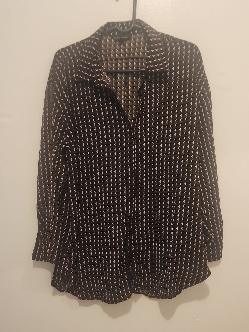 Banana Republic Factory Black & Cream Geometric Button-Down Shirt